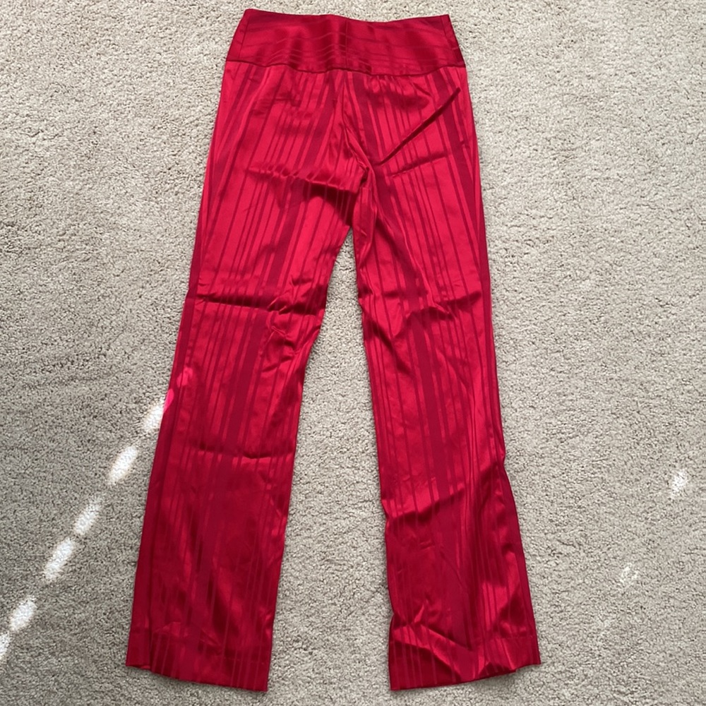 Cache Striped Red Groovy Satin Pants (Size 6) - image 3